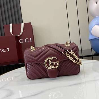 Kitlife Gucci GG Marmont Shoulder Bag Burgundy 826761 21.5x14x9cm