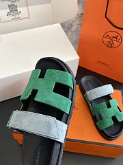 Kitlife Hermes Chypre Sandals Green & Blue Suede Leather - 6