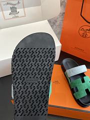 Kitlife Hermes Chypre Sandals Green & Blue Suede Leather - 5
