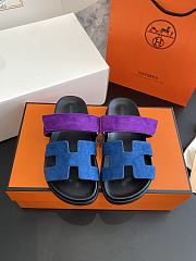 Kitlife Hermes Chypre Sandals Blue & Purple Suede Leather - 1