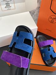 Kitlife Hermes Chypre Sandals Blue & Purple Suede Leather - 6