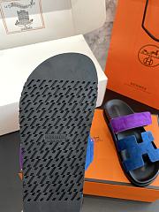 Kitlife Hermes Chypre Sandals Blue & Purple Suede Leather - 3