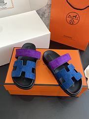 Kitlife Hermes Chypre Sandals Blue & Purple Suede Leather - 4