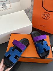 Kitlife Hermes Chypre Sandals Blue & Purple Suede Leather - 2