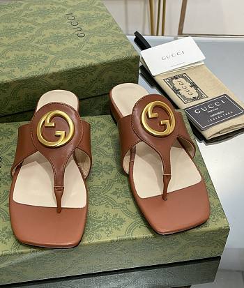 Kitlife Gucci Blondie GG Thong Sandals Slides Brown