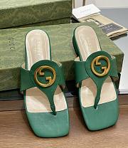  Kitlife Gucci Blondie GG Thong Sandals Slides Green - 1