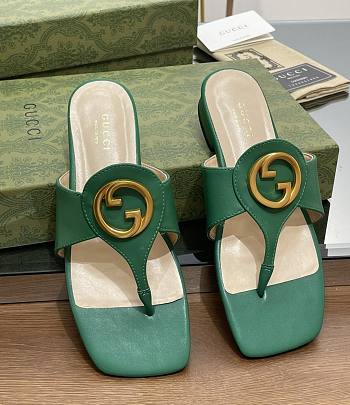  Kitlife Gucci Blondie GG Thong Sandals Slides Green