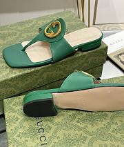  Kitlife Gucci Blondie GG Thong Sandals Slides Green - 5