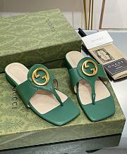  Kitlife Gucci Blondie GG Thong Sandals Slides Green - 3