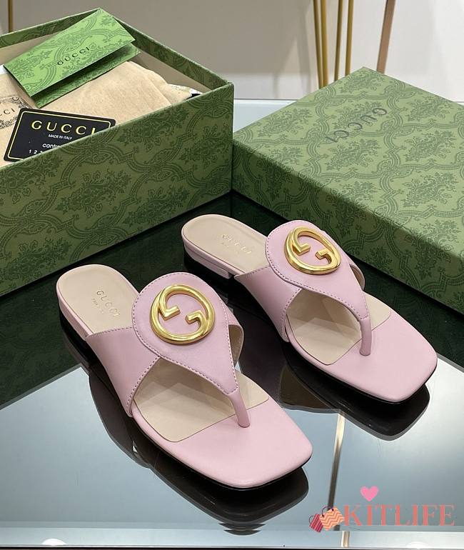 Kitlife Gucci Blondie GG Thong Sandals Slides Pink - 1