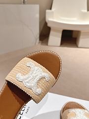 Kitlife Celine Arc de Triomphe Straw Slides White Logo - 2
