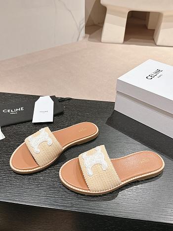 Kitlife Celine Arc de Triomphe Straw Slides White Logo
