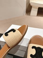 Kitlife Celine Arc de Triomphe Straw Slides Black Logo  - 3