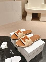 Kitlife Celine Arc de Triomphe Straw Slides Brown Logo - 1