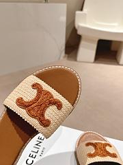 Kitlife Celine Arc de Triomphe Straw Slides Brown Logo - 5