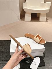 Kitlife Celine Arc de Triomphe Straw Slides Brown Logo - 2