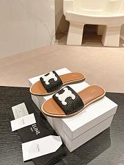 Kitlife Celine Arc de Triomphe Straw Slides Black and White Logo - 6