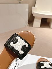 Kitlife Celine Arc de Triomphe Straw Slides Black and White Logo - 4