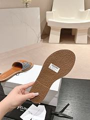 Kitlife Celine Arc de Triomphe Straw Slides Blue & Brown Logo - 5