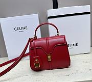 Kitlife C­eli­ne Small Classique 16 Bag Smooth Calfskin Shoulder Bag Red 197983 23x19x10.5cm - 1