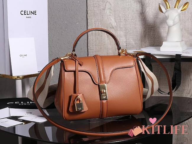 Kitlife C­eli­ne Small Classique 16 Bag Smooth Calfskin Shoulder Bag Brown 197983 23x19x10.5cm - 1