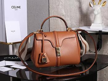 Kitlife C­eli­ne Small Classique 16 Bag Smooth Calfskin Shoulder Bag Brown 197983 23x19x10.5cm