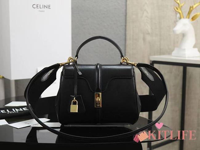 Kitlife C­eli­ne Small Classique 16 Bag Smooth Calfskin Shoulder Bag Black 197983 23x19x10.5cm - 1