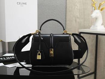 Kitlife C­eli­ne Small Classique 16 Bag Smooth Calfskin Shoulder Bag Black 197983 23x19x10.5cm