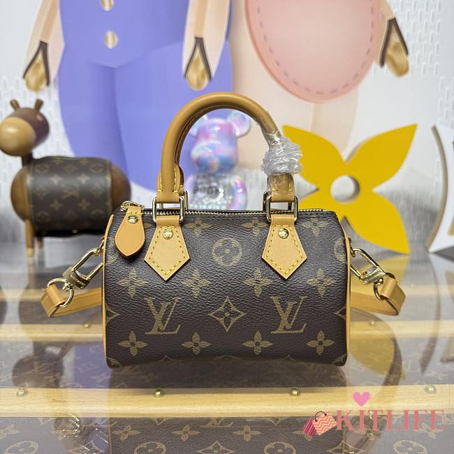 Kitlife Louis Vuitton Nano Speedy Bag Brown Monogram Canvas M81085 16x10x7.5cm - 1