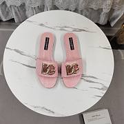 Kitlife Dolce & Gabbana DG-plaque Raffia Slippers Pink - 1