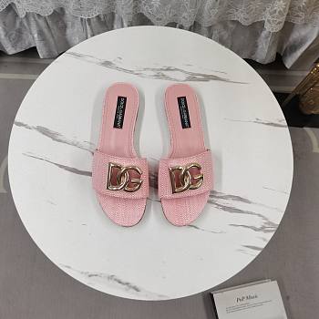Kitlife Dolce & Gabbana DG-plaque Raffia Slippers Pink