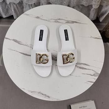 Kitlife Dolce & Gabbana DG-plaque Raffia Slippers White