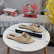 Kitlife Dolce & Gabbana DG-plaque Raffia Slippers Beige - 2