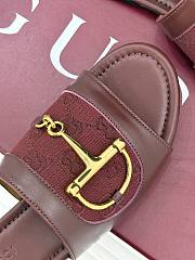 Kitlife Gucci Slide Sandal With Horsebit Red Leather - 6