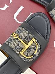 Kitlife Gucci Slide Sandal With Horsebit Dark Blue Leather - 4
