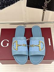 Kitlife Gucci Slide Sandal With Horsebit Blue Leather - 1
