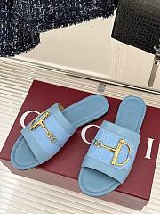 Kitlife Gucci Slide Sandal With Horsebit Blue Leather - 6