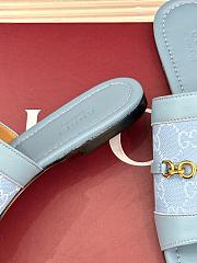Kitlife Gucci Slide Sandal With Horsebit Blue Leather - 4