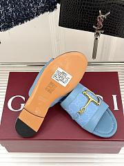 Kitlife Gucci Slide Sandal With Horsebit Blue Leather - 2