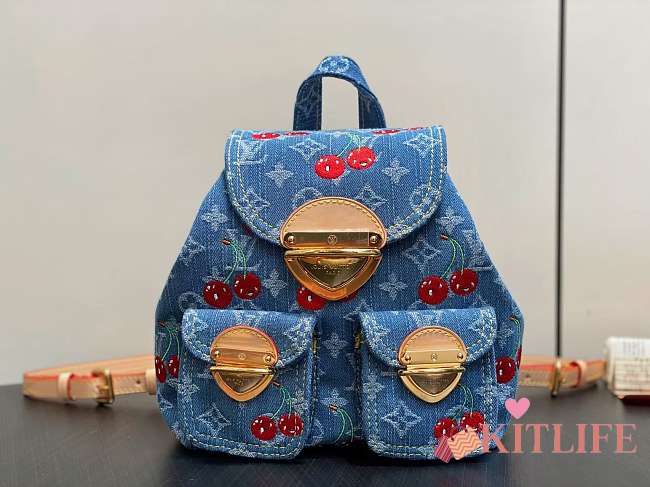 Kitlife Louis Vuitton x TM Venice Backpack With Cherry Blue Monogram Denim M13679 24x26x7cm - 1