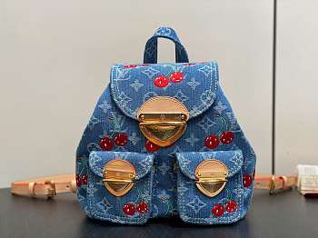 Kitlife Louis Vuitton x TM Venice Backpack With Cherry Blue Monogram Denim M13679 24x26x7cm