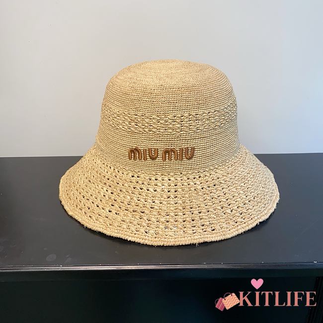 Kitlife Louis Vuitton Raffia Embroidered Logo Hat - 1