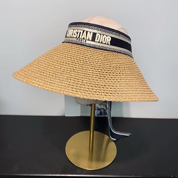 Kitlife Dior D-Ocean Visor with Mitzah Straw With Blue and White Embroidered Band