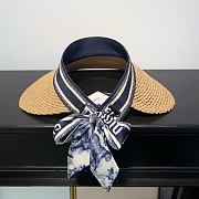 Kitlife Dior D-Ocean Visor with Mitzah Straw With Blue and White Embroidered Band - 6