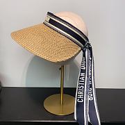 Kitlife Dior D-Ocean Visor with Mitzah Straw With Blue and White Embroidered Band - 5