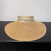 Kitlife Dior D-Ocean Visor with Mitzah Straw With Beige and White Embroidered Band - 4