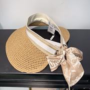 Kitlife Dior D-Ocean Visor with Mitzah Straw With Beige and White Embroidered Band - 3