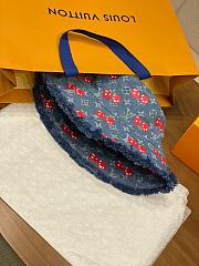 Kitlife Louis Vuitton Cherry Blue Denim Bucket Hat - 2
