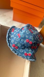 Kitlife Louis Vuitton Cherry Blue Denim Bucket Hat - 3