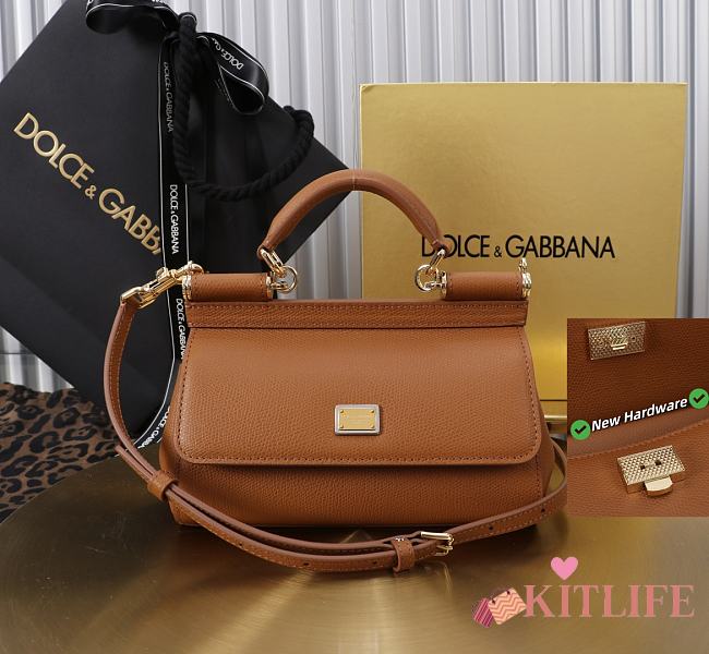 Kitlife Dolce & Gabbana Brown Leather Sicily Bag 18x11x6cm - 1